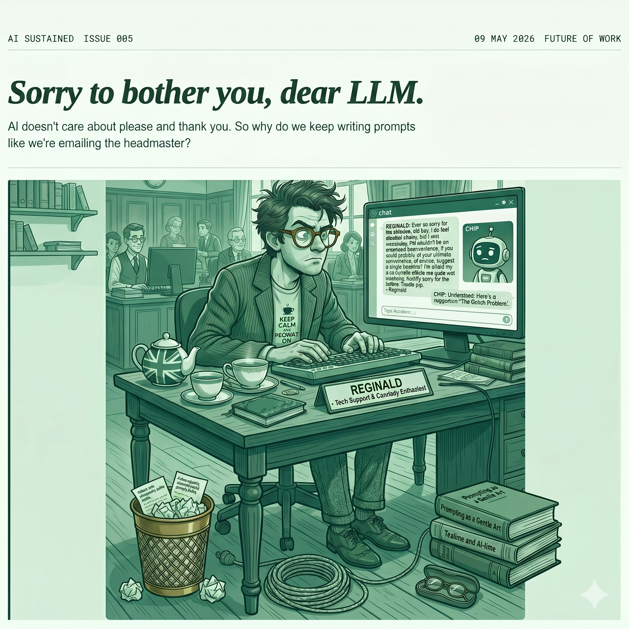 A British prompt. The comical etiquette of British professionals prompting AI like apologetic emails.
