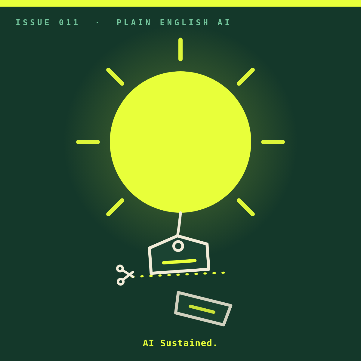 The new ChatGPT is half price. Should you care? Cover image — an acid sun with its price tag snipped in half.